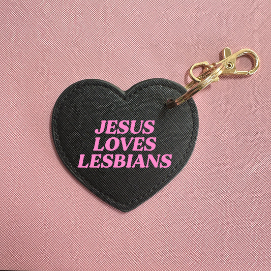 JESUS LOVES LESBIANS HEART KEYRING