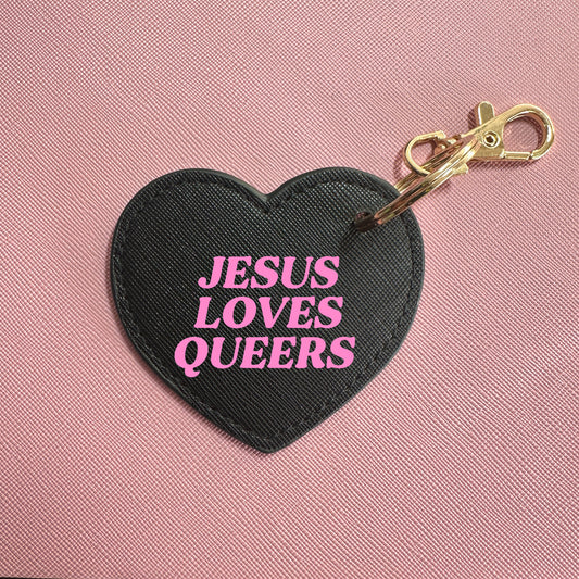 JESUS LOVES QUEERS HEART KEYRING