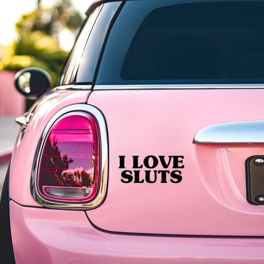 I LOVE SLUTS CAR DECAL STICKER