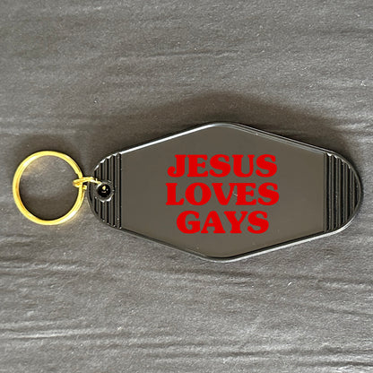 JESUS LOVES GAYS KEYRING