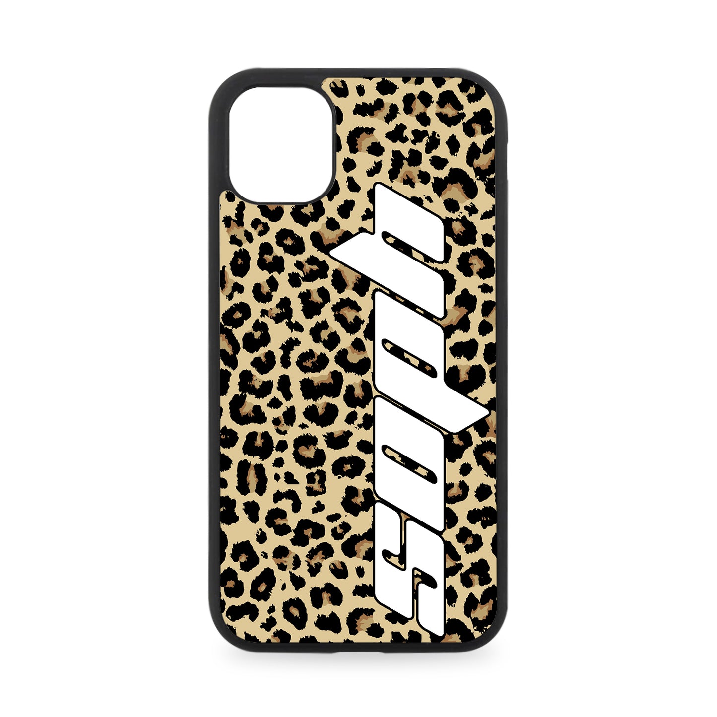 PERSONALISED LEOPARD PRINT NAME RUBBER PHONE CASE