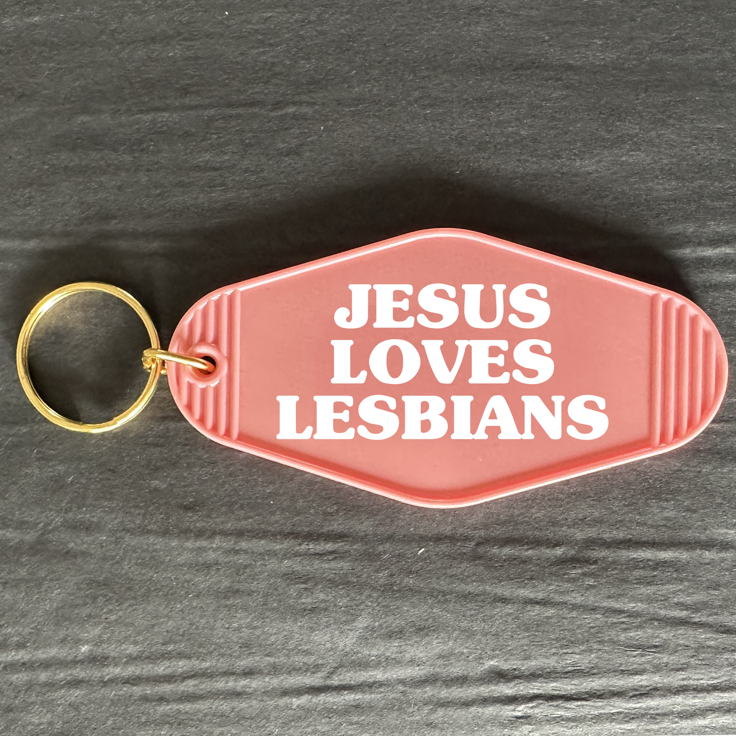 JESUS LOVES LESBIANS KEYRING