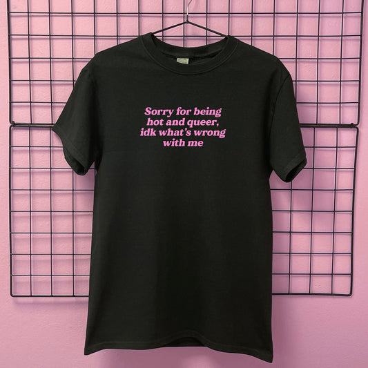 SORRY FOR BEING A HOT QUEER T-SHIRT