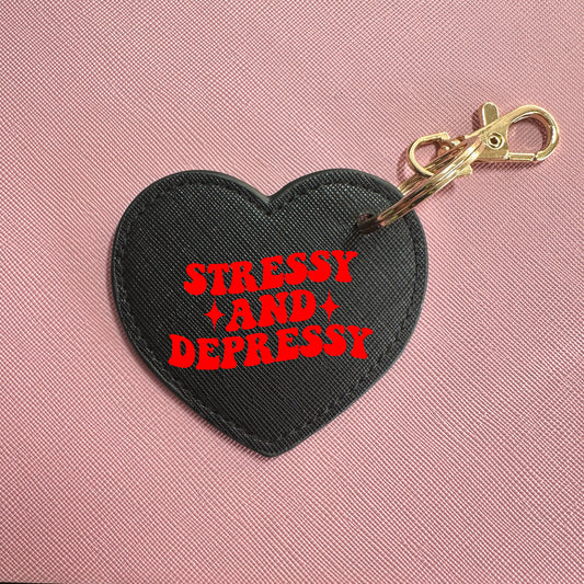 STRESSY AND DEPRESSY HEART KEYRING