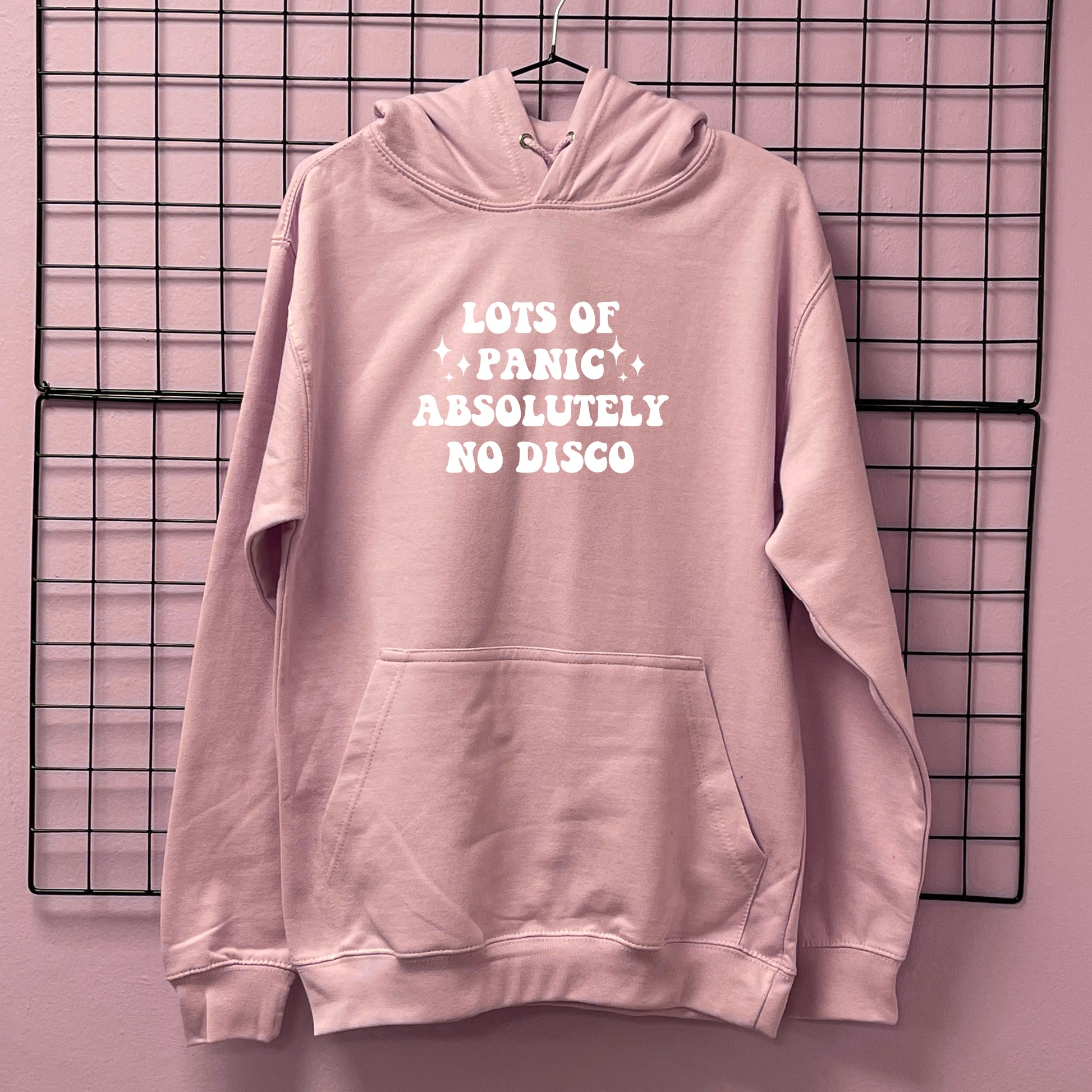 Pink and black panic outlet at the disco hoodie